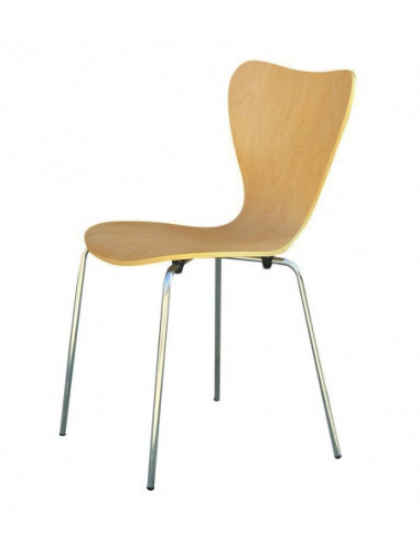 Silla JACOBO, apilable, cromada, acabado natural