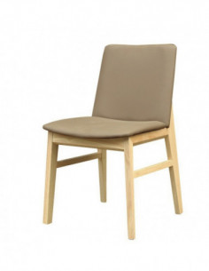 Silla ALPES, madera de haya, natural, similpiel marrón