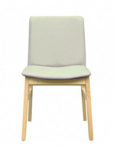 Silla ALPES, madera de haya, natural, similpiel gris