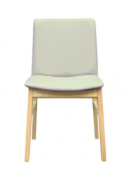 Silla ALPES, madera de haya, natural, similpiel gris