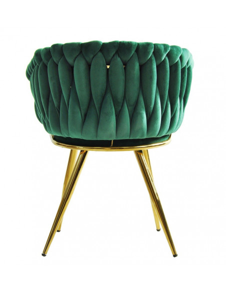 Sillón KING, metal dorado, tapizado velvet verde oscuro