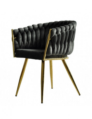 Sillón KING, metal dorado, tapizado velvet gris oscuro