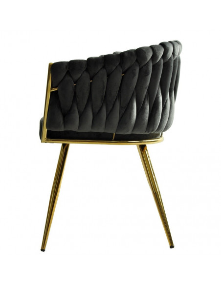 Sillón KING, metal dorado, tapizado velvet gris oscuro