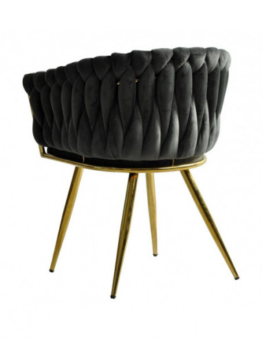 Sillón KING, metal dorado, tapizado velvet gris...