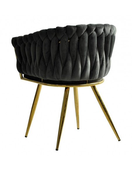 Sillón KING, metal dorado, tapizado velvet gris oscuro