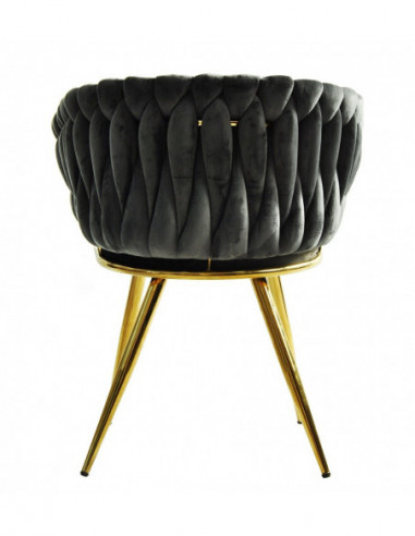 Sillón KING, metal dorado, tapizado velvet gris...