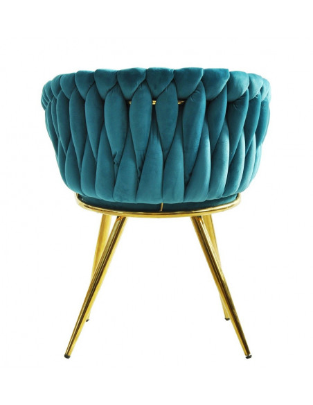 Sillón KING, metal dorado, tapizado velvet turquesa