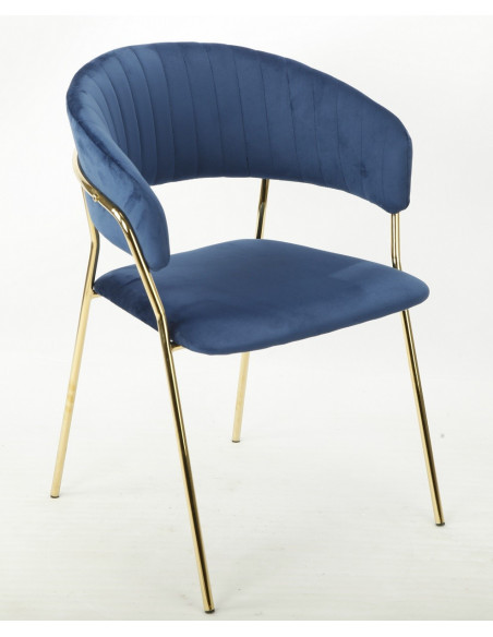 Sillón KEFRÉN NEW, metal dorado, tapizado velvet azul