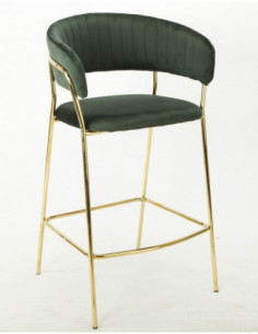 Taburete KEFREN NEW, metal dorado, tapizado velvet verde...