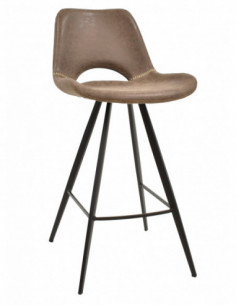 Taburete ANTIBES, metal, similpiel marrón oscuro