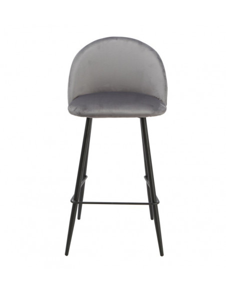 Taburete MAGDA NEW, metal, tapizado velvet gris