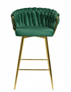 Taburete KING, metal, cromado dorado, tapizado velvet...