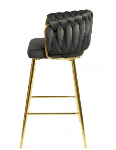 Taburete KING, metal, cromado dorado, tapizado...