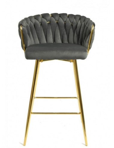 Taburete KING, metal, cromado dorado, tapizado...