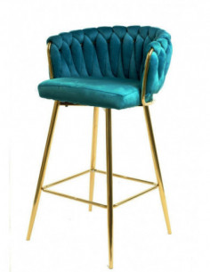 Taburete KING, metal, cromado dorado, tapizado velvet...