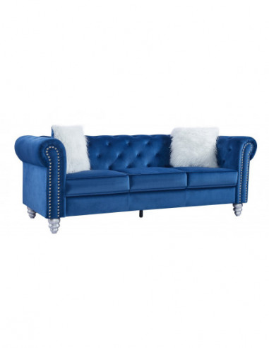 Sofá CHESTER STYLE, 3 plazas, tapizado velvet azul 67