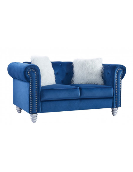 Sofá CHESTER STYLE, 2 plazas, tapizado velvet azul 67