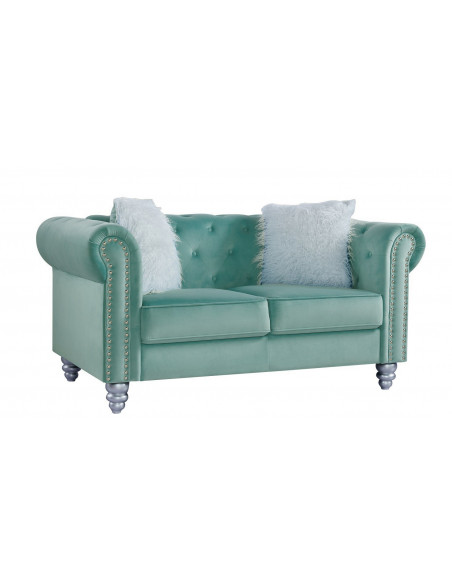 Sofá CHESTER STYLE, 2 plazas, tapizado velvet verde agua 58