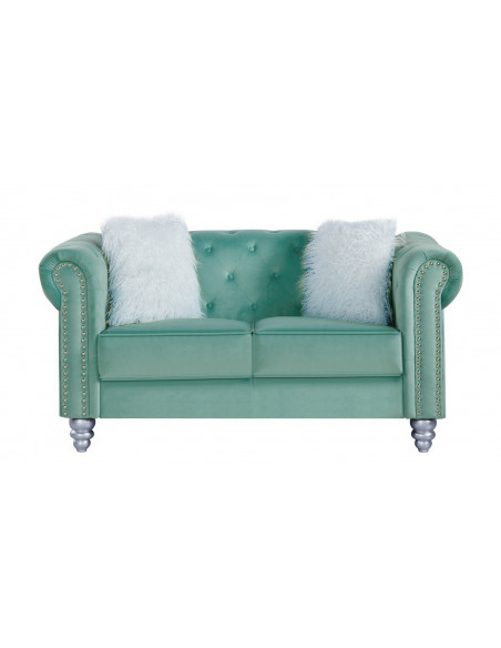 Sofá CHESTER STYLE, 2 plazas, tapizado velvet verde agua 58