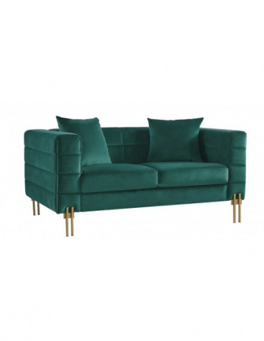 Sofá LARIOS, 2 plazas, tejido velvet verde...