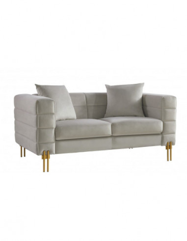 Sofá LARIOS, 2 plazas, tejido velvet gris claro 25