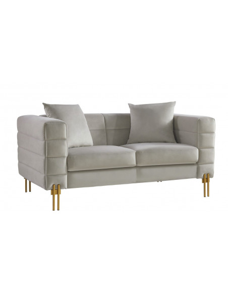 Sofá LARIOS, 2 plazas, tejido velvet gris claro 25