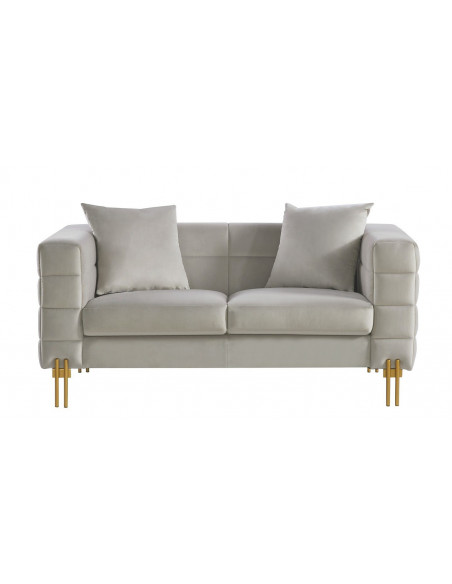 Sofá LARIOS, 2 plazas, tejido velvet gris claro 25