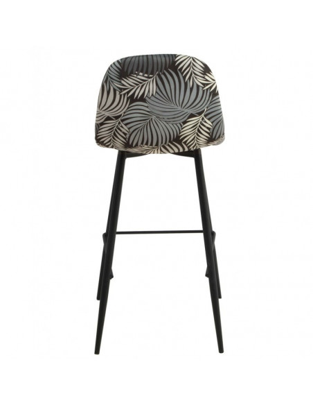 Taburete HORUS NEW, metal, tapizado velvet gris con trasera floral a juego