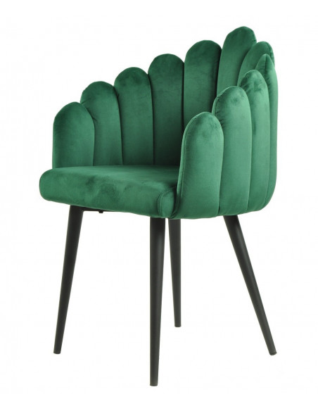 Sillón DEVIN, metal, tapizado velvet verde oscuro