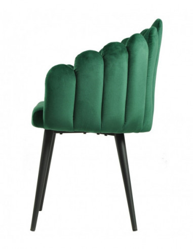 Sillón DEVIN, metal, tapizado velvet verde oscuro