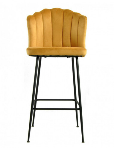 Taburete DEVIN, metal, tapizado velvet amarillo