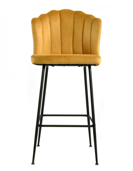 Taburete DEVIN, metal, tapizado velvet amarillo