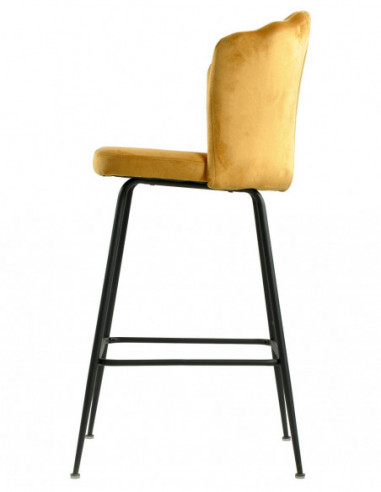 Taburete DEVIN, metal, tapizado velvet amarillo
