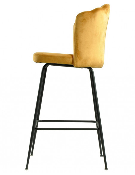 Taburete DEVIN, metal, tapizado velvet amarillo