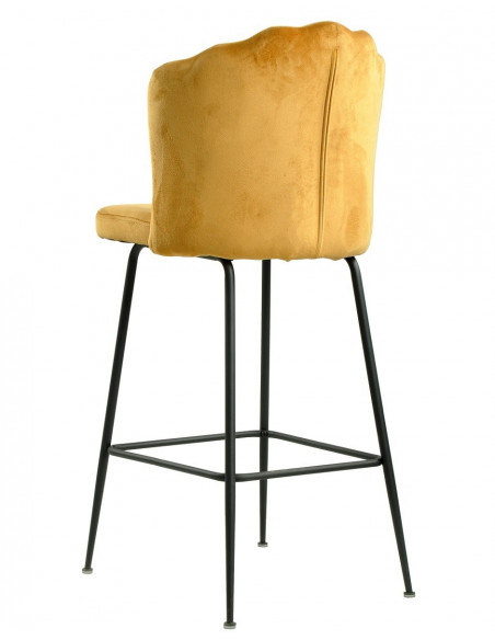 Taburete DEVIN, metal, tapizado velvet amarillo