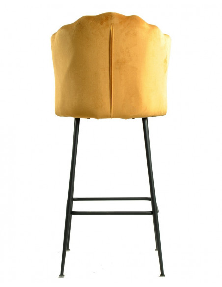 Taburete DEVIN, metal, tapizado velvet amarillo