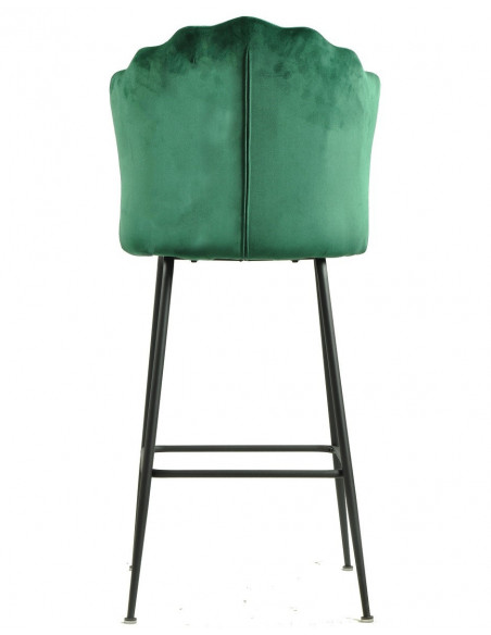 Taburete DEVIN, metal, tapizado velvet verde oscuro