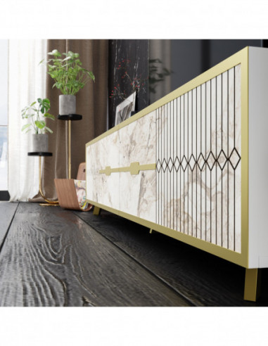 Aparador ELOISE, biIaminado mármol blanco con...