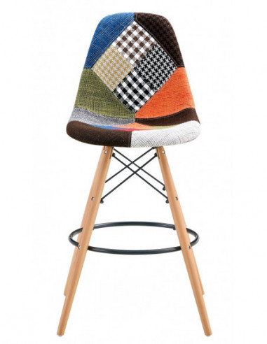 Taburete STAR PAT22, madera, tapizado patchwork 22