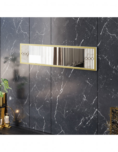 Espejo ELOISE, biIaminado mármol blanco con detalles dorados, 120 cms.