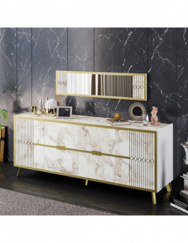 Espejo ELOISE, biIaminado mármol blanco con...