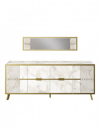 Espejo ELOISE, biIaminado mármol blanco con...