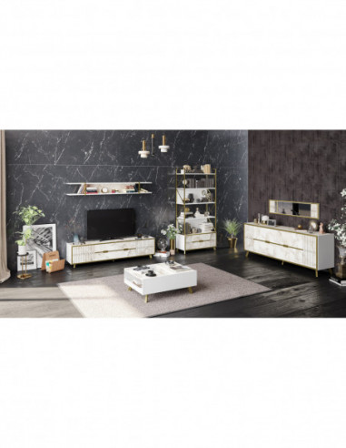 Mueble de TV ELOISE, biIaminado mármol blanco...