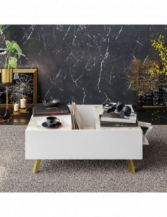 Mesa baja ELOISE, biIaminado mármol blanco, 89,5 cms. 2