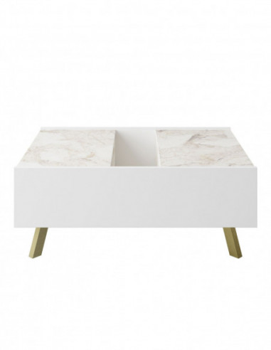 Mesa baja ELOISE, biIaminado mármol blanco,...