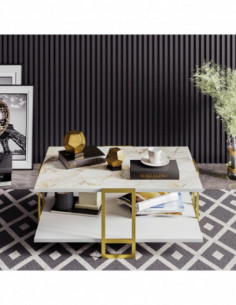 Mesa baja SIENA, biIaminado mármol blanco, con metal... 2