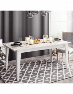 Mesa de comedor SIENA, biIaminado mármol blanco, 180 x 90...