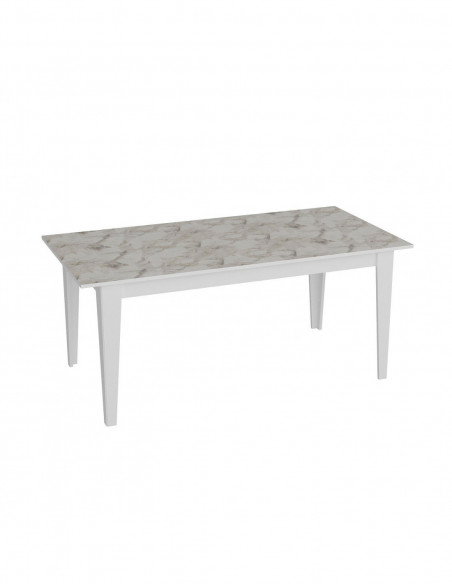Mesa de comedor SIENA, biIaminado mármol blanco, 180 x 90 cms.