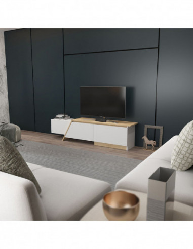 Mueble de TV PRUDENCE, biIaminado blanco con...