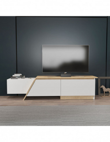Mueble de TV PRUDENCE, biIaminado blanco con...